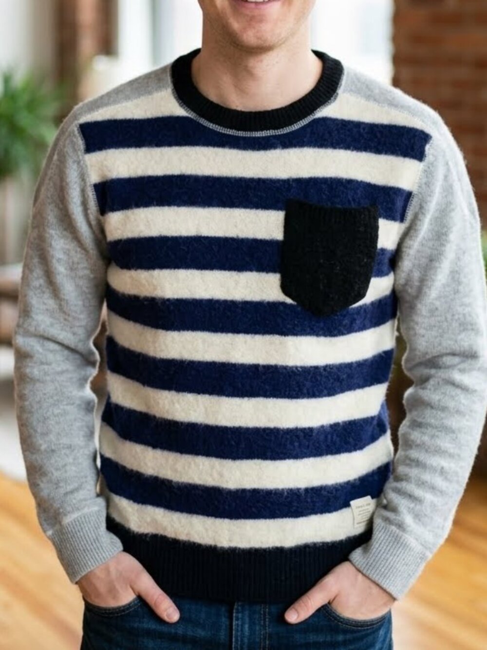 Scotch & Soda Men's Crewneck Knit Pullover Striped Sweater Size M Casual